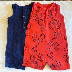Carter’s bundle of 2 one piece rompers, 18 month. Boys or girls.